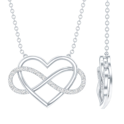 Moissanite Infinity Heart Necklace In Sterling Silver