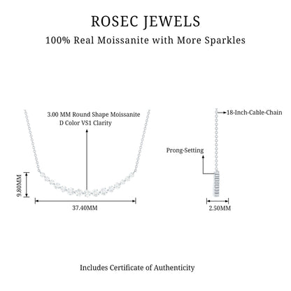Moissanite Curved Bar Necklace for Women