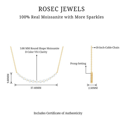 Moissanite Curved Bar Necklace for Women