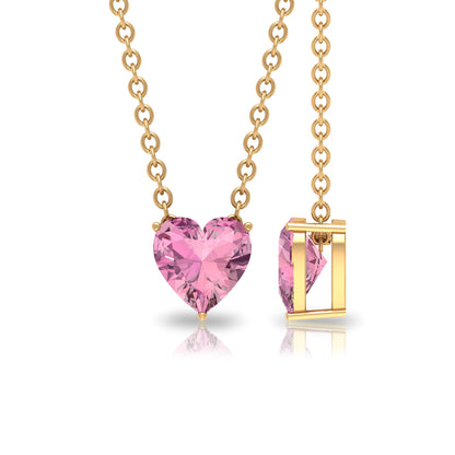 0.9 Carat Heart Shape Pink Tourmaline Pendant Necklace