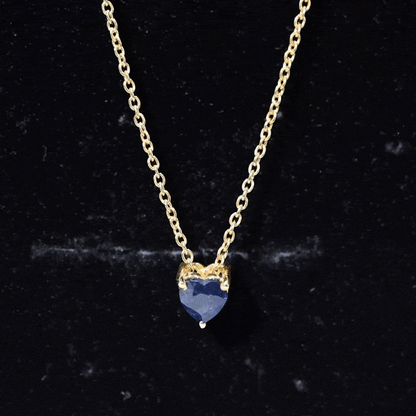 Heart Shape Blue Sapphire Solitaire Necklace for Women