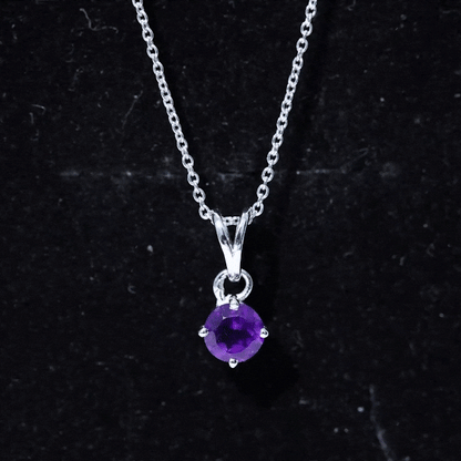 0.45 CT Round Amethyst Solitaire Pendant with Rabbit Ear Bail