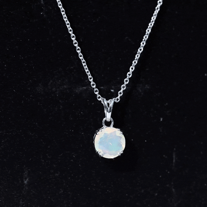 Genuine Ethiopian Opal Solitaire Necklace With Chain
