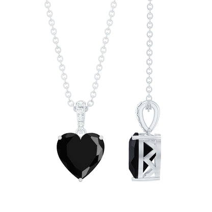 2 Carat Black Onyx Heart Pendant with Diamond