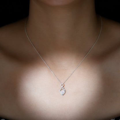 2 Carat Heart Shape Ethiopian Opal Infinity Pendant with Diamond