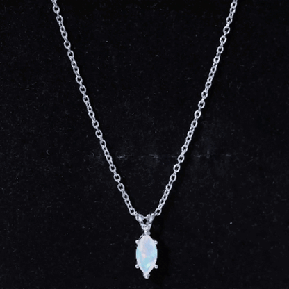 Marquise Cut 0.5 Carat Ethiopian Opal Solitaire Necklace with Silver Chain