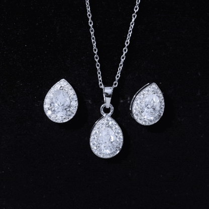 Certified Moissanite Teardrop Jewelry Set
