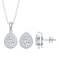 Sterling Silver Moissanite Teardrop Necklace and Earrings Set