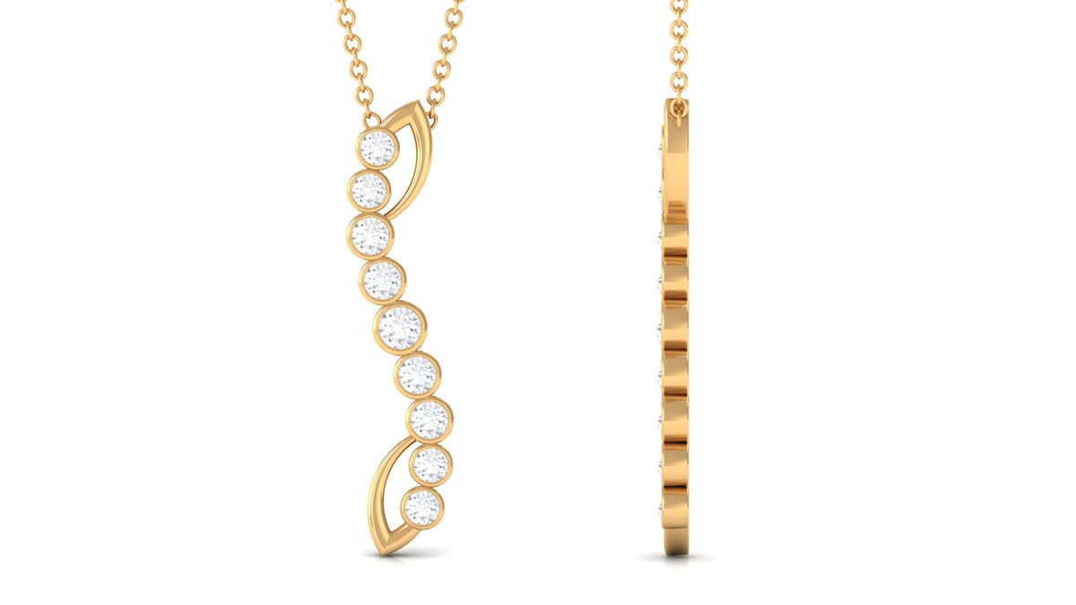 Bezel Set Diamond Designer Dangle Necklace