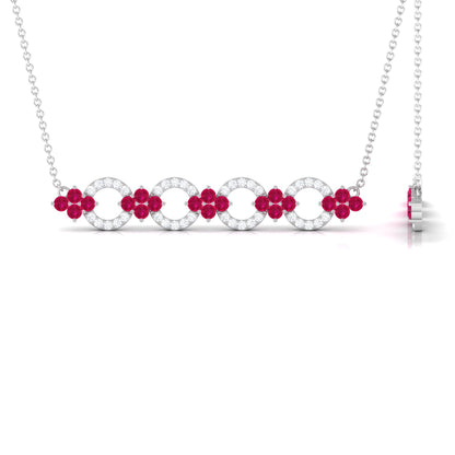 Genuine Ruby and Diamond Bridal Bar Necklace