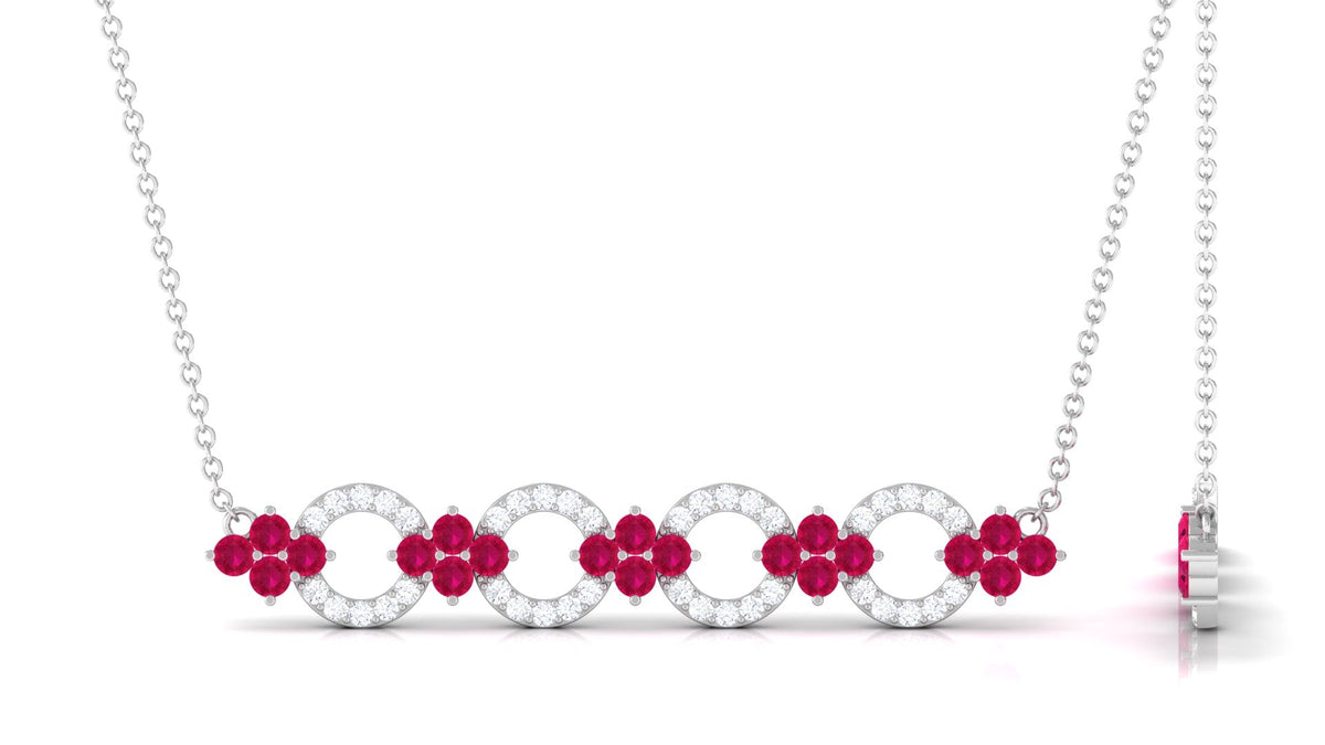 Genuine Ruby and Diamond Bridal Bar Necklace