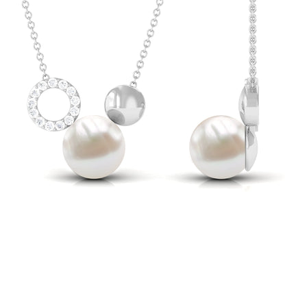 8 Carat Freshwater Pearl and Diamond Mickey Mouse Cocktail Necklace
