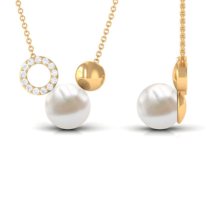8 Carat Freshwater Pearl and Diamond Mickey Mouse Cocktail Necklace