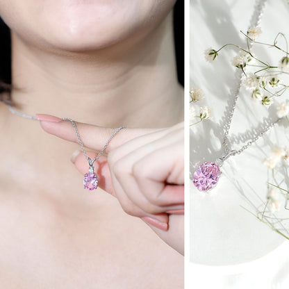 4 Carat Lab Created Pink Sapphire Oval Necklace