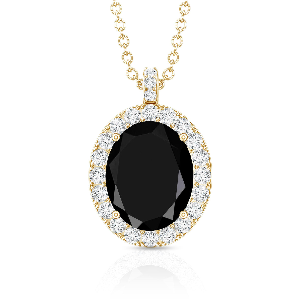 4.2 Carat Oval Shape Lab Created Black Diamond Statement Necklace