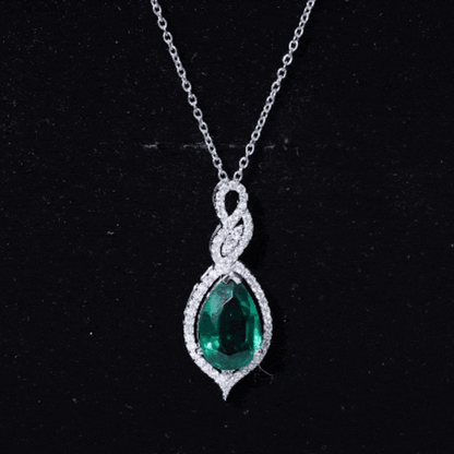 Certified 2.5 Carat Lab Grown Emerald and Diamond Bridal Necklace