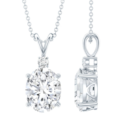 3.5 Carat Oval Moissanite Solitaire Necklace with Silver Chain