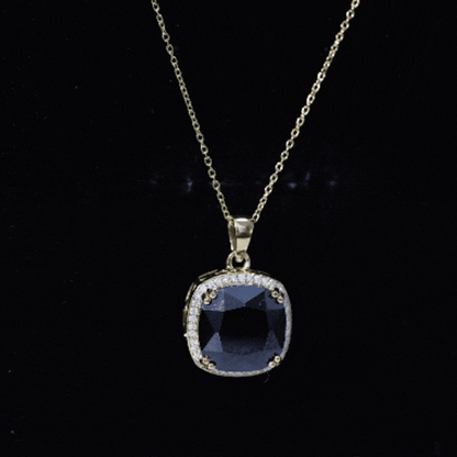 6 Carat Cushion Cut Lab Grown Black and White Diamond Halo Necklace