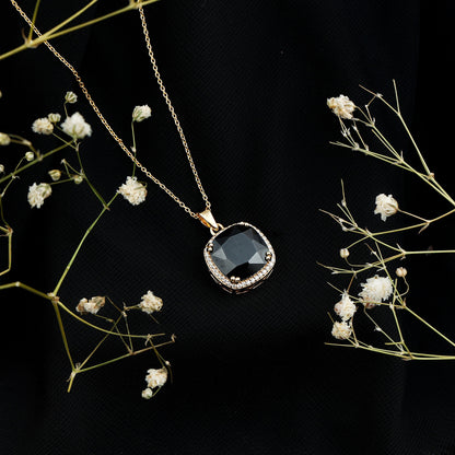 6 Carat Cushion Cut Lab Grown Black and White Diamond Halo Necklace