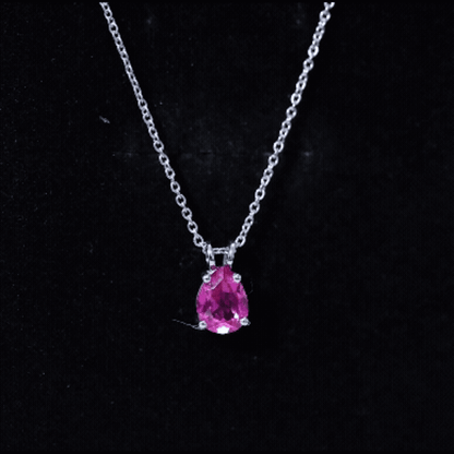 Certified 1.8 Carat Lab Grown Pink Sapphire Teardrop Necklace