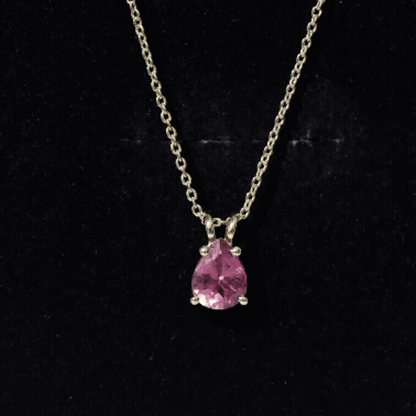 Genuine 1.6 Carat Pink Tourmaline Teardrop Necklace with Chain