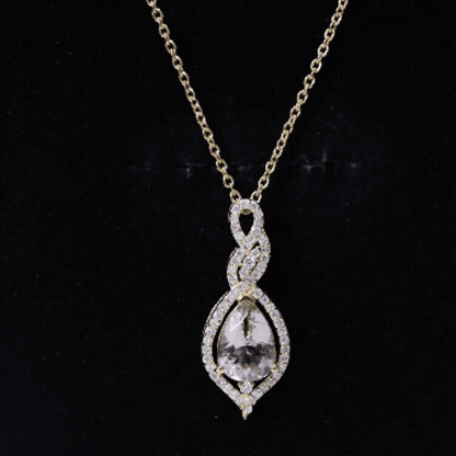 Certified 1.75 Carat Morganite Teardrop Necklace with Diamond