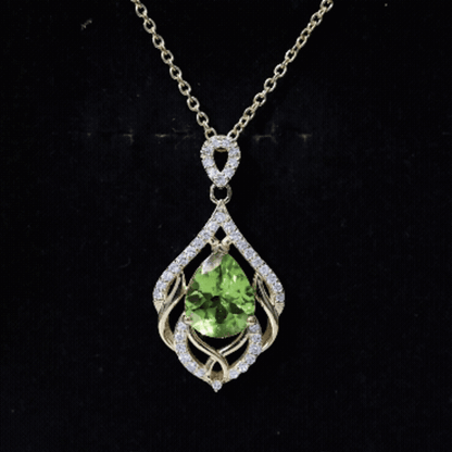 Designer 2.2 Carat Peridot Necklace with Lab Diamond