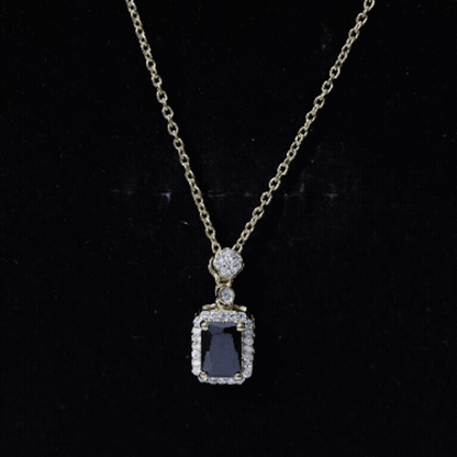 Vintage Style 1.25 Carat Emerald Cut Lab Created Black and White Diamond Necklace