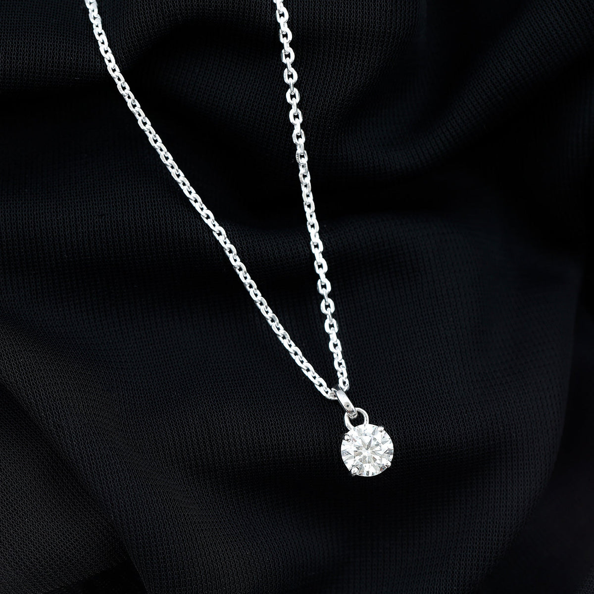 Lab Grown 1.2 Carat Single Diamond Necklace For Women