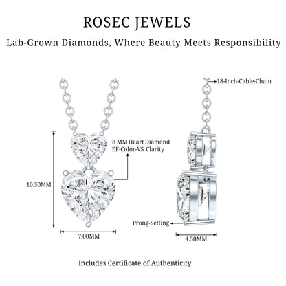 Certified Lab Grown Diamond Double Heart Promise Necklace
