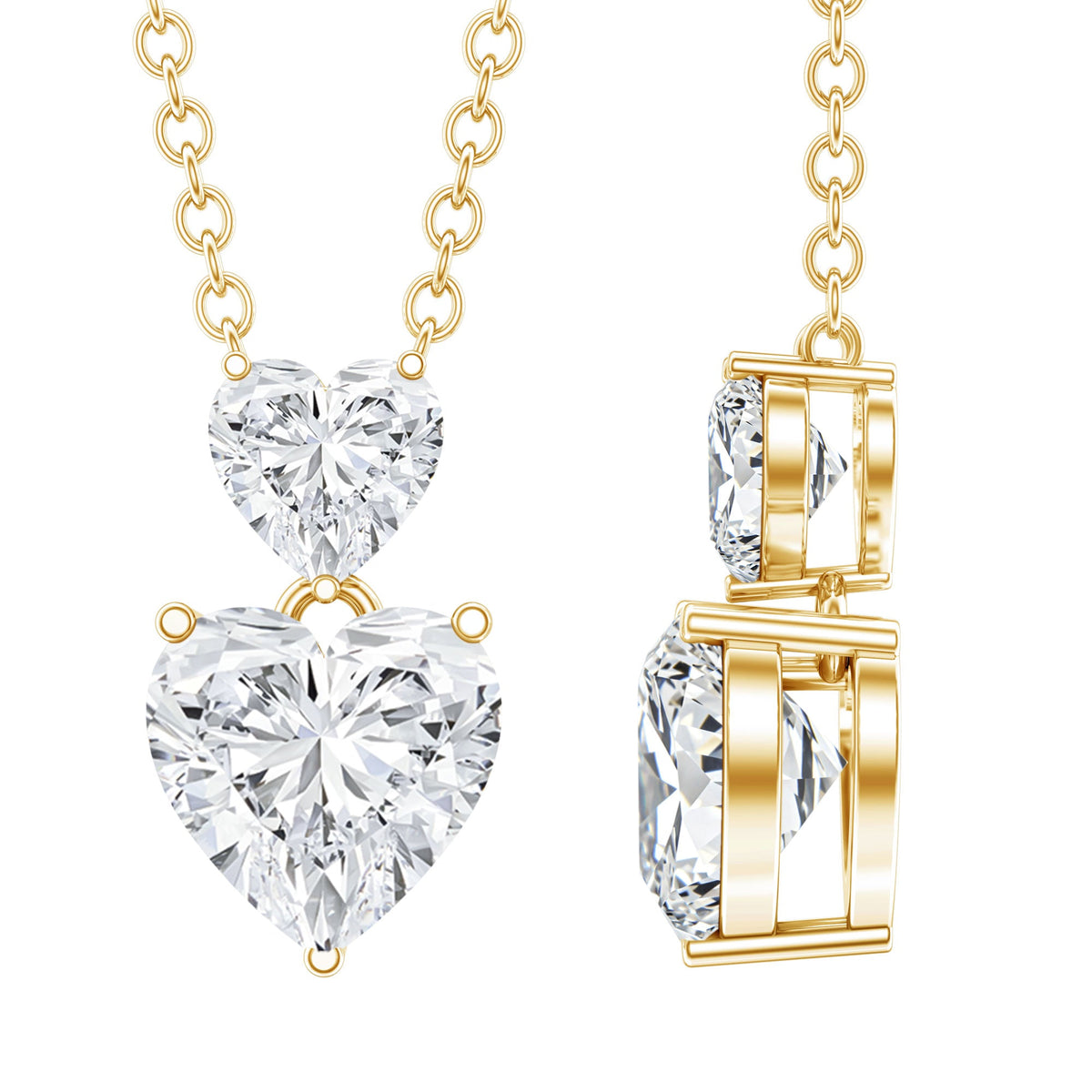 Certified Lab Grown Diamond Double Heart Promise Necklace