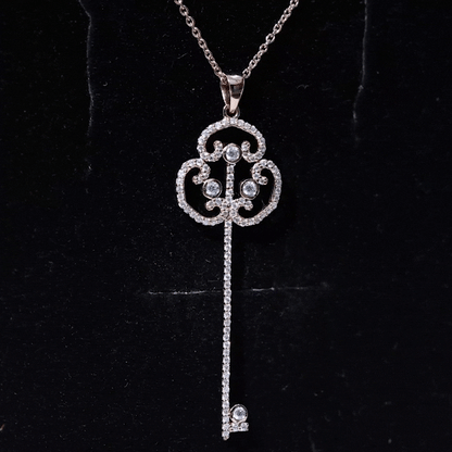 Certified Lab Created Diamond Vintage Style Key Necklace