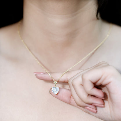 Certified 3.4 Carat Moissanite Heart Necklace for Women