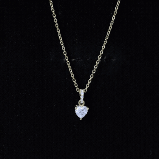 Yellow Gold Plated Silver 0.5 Carat Moissanite Heart Pendant with Chain