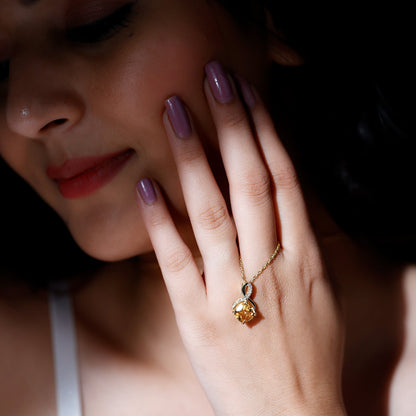 Cushion Cut 2.2 Carat Citrine Infinity Necklace with Silver Chain