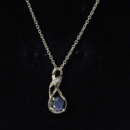 1 Carat Black and White Diamond Infinity Necklace with Silver Chain