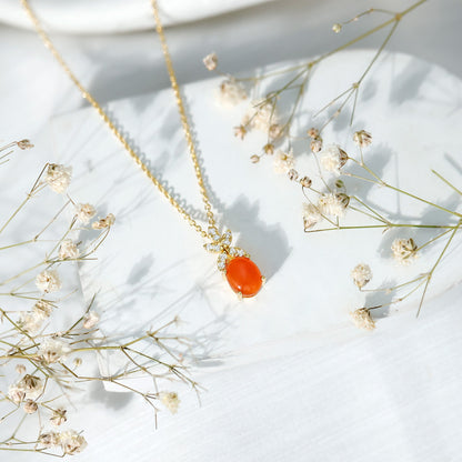Certified 2.2 Carat Fire Opal Pendant Necklace with Diamond Flower
