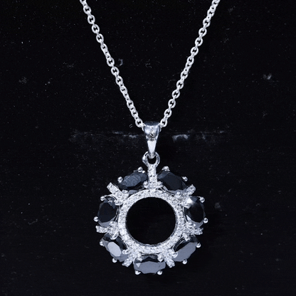 Oval Cut Black Spinel Eternity Pendant with Moissanite