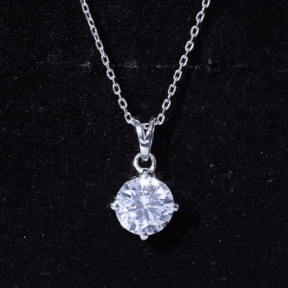 Certified 2 Carat Moissanite Solitaire Pendant Necklace With Chain
