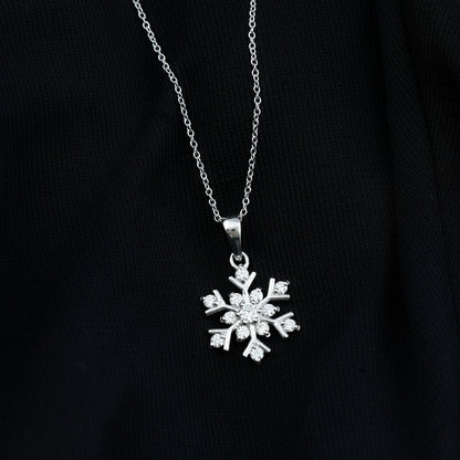 Certified Moissanite Snowflake Pendant Necklace for Women