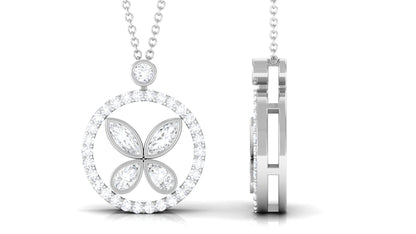 Certified Moissanite Butterfly Pendant Necklace For Her
