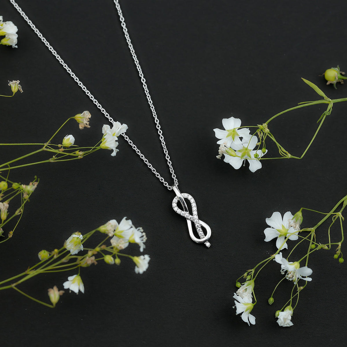 Certified Moissanite Infinity Pendant Necklace with Chain