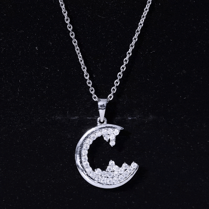 C Initial Necklace with Moissanite Cluster