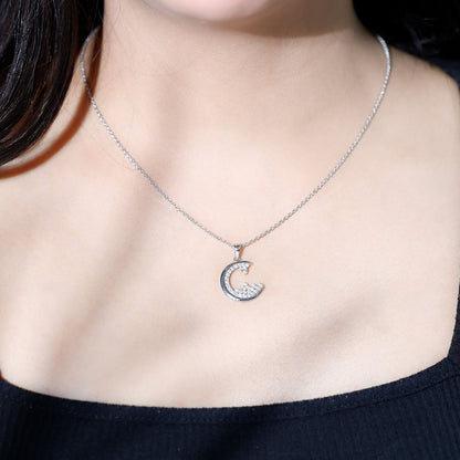 C Initial Necklace with Moissanite Cluster