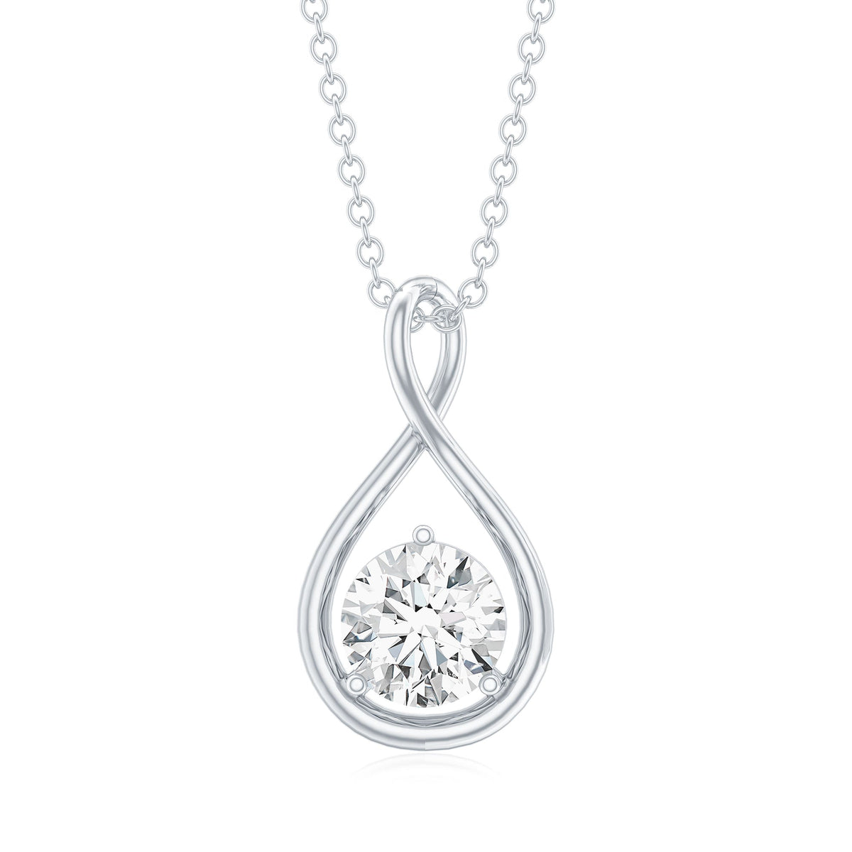 0.9 Carat Solitaire Moissanite Infinity Pendant with Certificate
