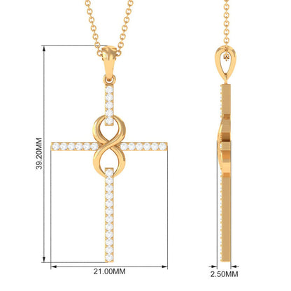 Certified Moissanite Infinity Cross Pendant Necklace