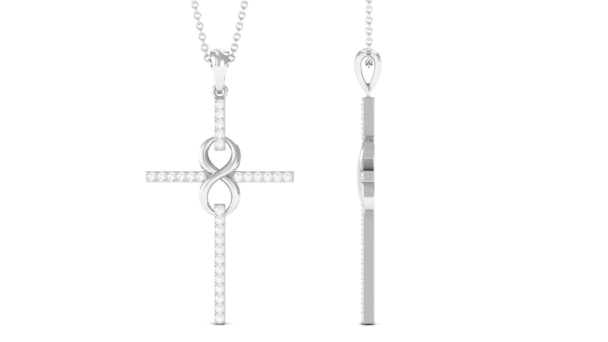 Certified Moissanite Infinity Cross Pendant Necklace