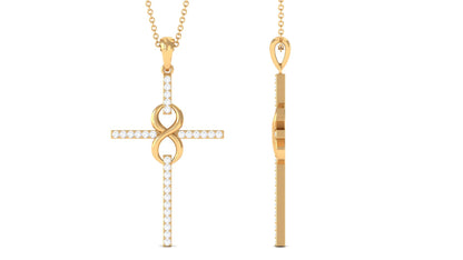 Certified Moissanite Infinity Cross Pendant Necklace