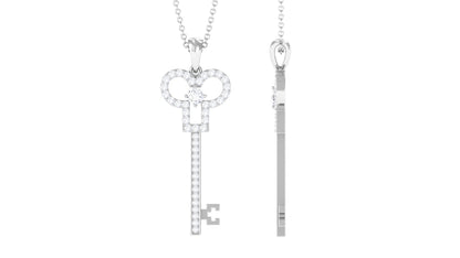 Certified Moissanite Cute Key Necklace for Women