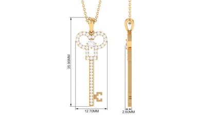 Certified Moissanite Cute Key Necklace for Women